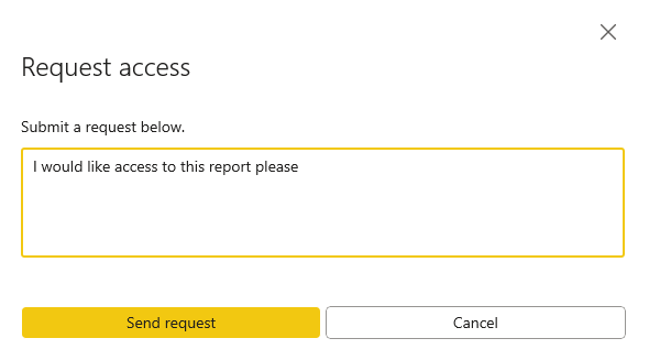 Captura de tela do link da solicitação de acesso no aplicativo para Windows.